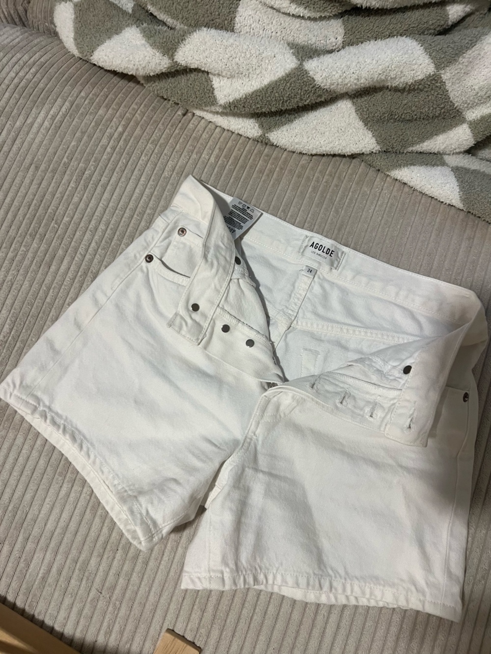 Agolde White High-Rise Denim Shorts